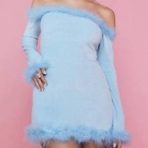BLUE FUR SUGAR THILLZ/ DOLLS KILL MINI DRESS SIZE SMALL, WORN ONCE